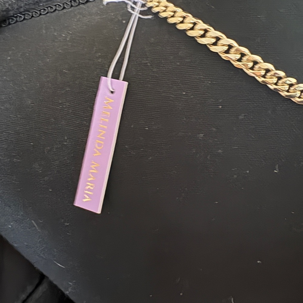 Melinda Maria Gold Heart Cuban link Necklace - Picture 4 of 5